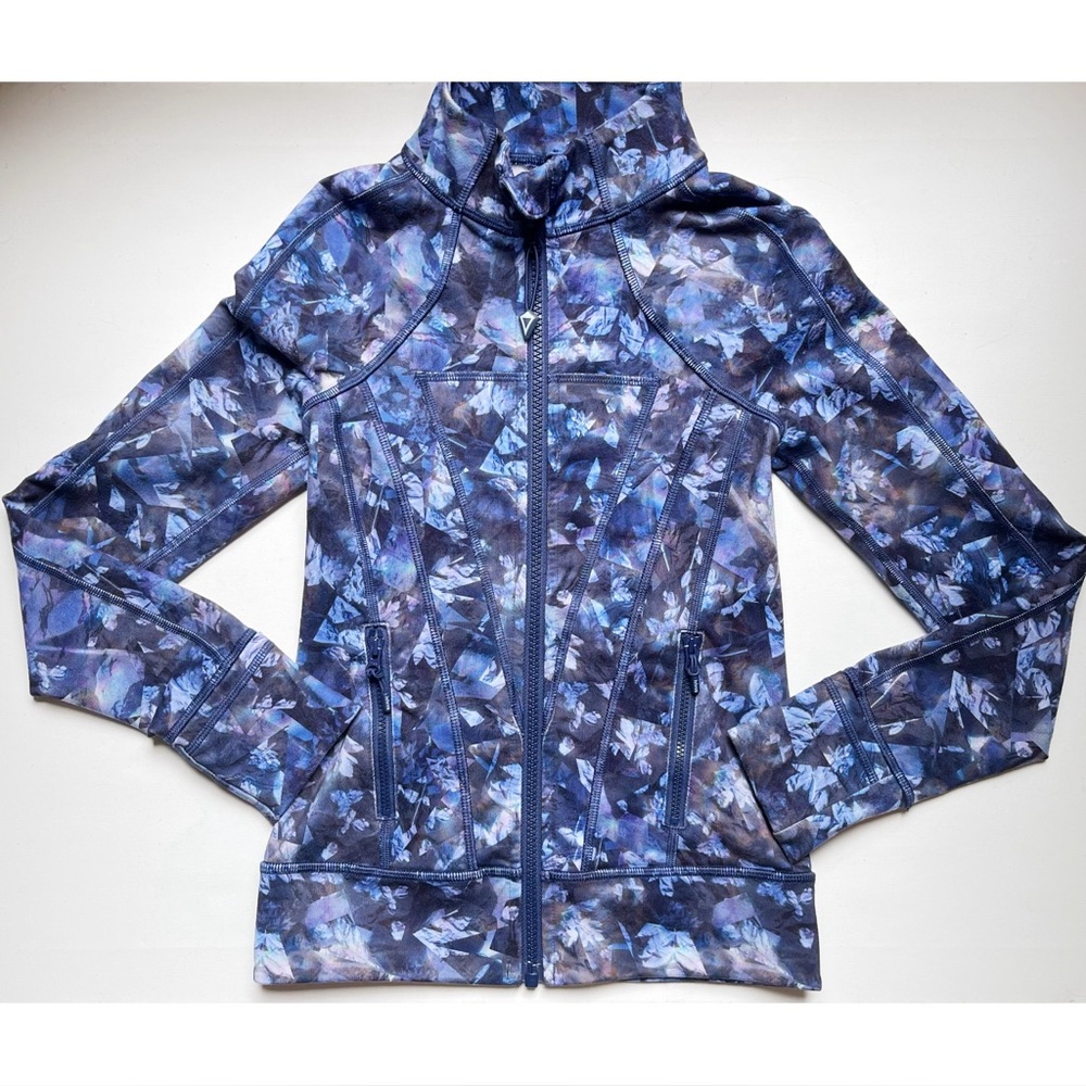 Ivivva Lululemon Perfect Your Practice Jacket Zip Up Blue Abstract Floral Size 7